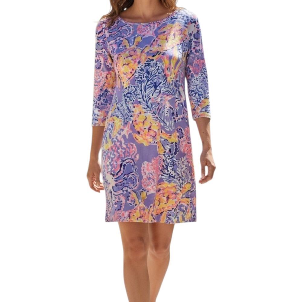 Women's Lilly Pulitzer Marlowe Mini Dress So Snappy Turtle Octopus Pink Purple M